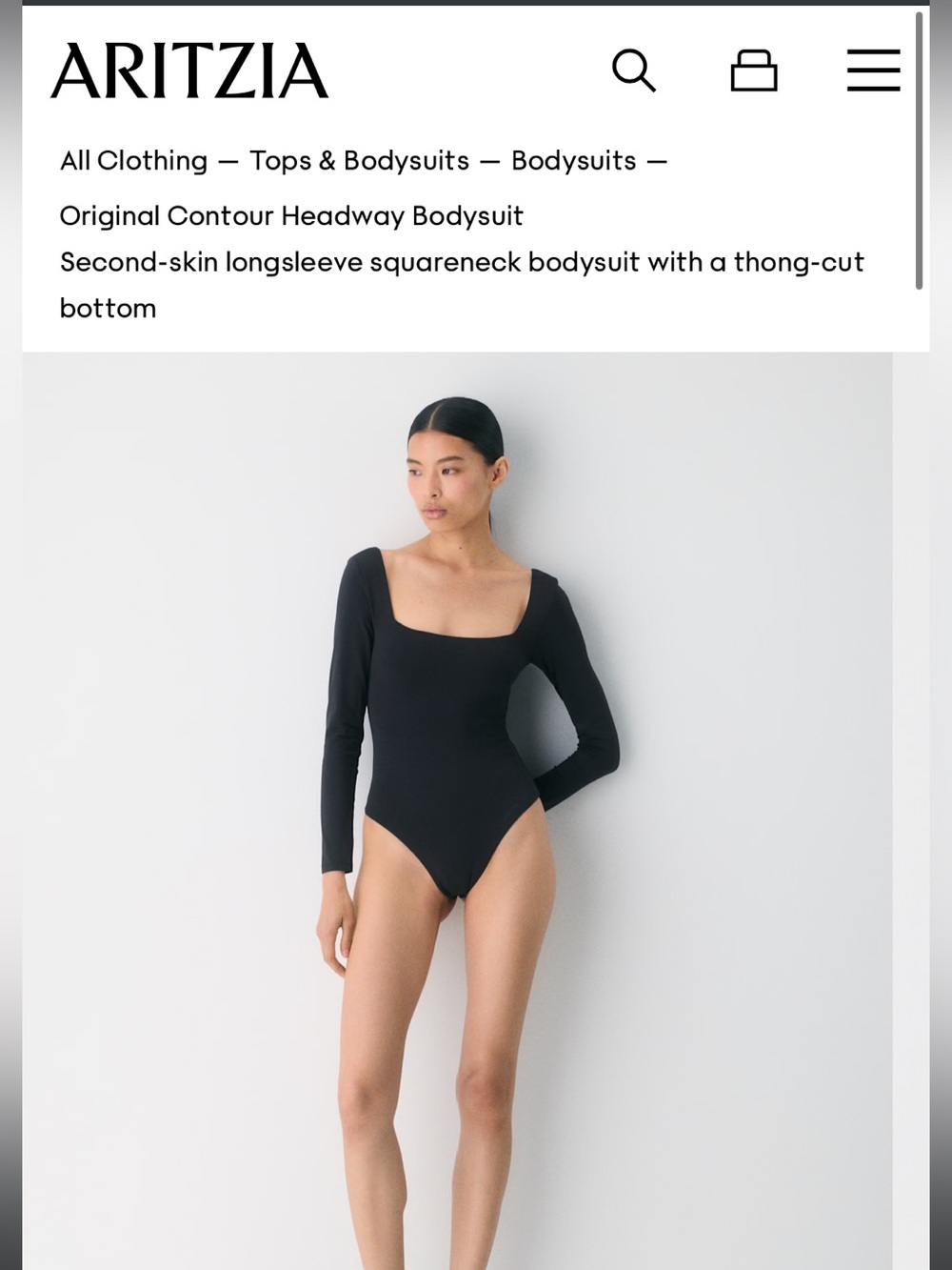 Aritzia Long-Sleeve Squareneck Bodysuit